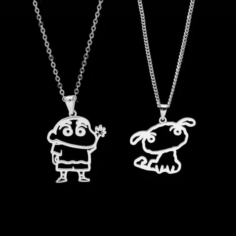 

Crayon Xiaoxin Necklace Cartoon Cute Pendant Hipster Female K-style Student Minimalist Ins Easiest for Match Couple Wear Ornament Small new necklace + small white necklace * Two