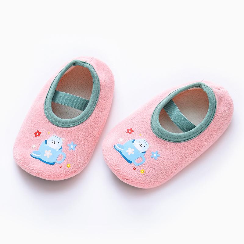 Baby Walking Shoes and Socks, Children's Indoor Anti-slip Soft-soled Fleece Floor Socks, Thick Infant and Toddler Shoes and Socks