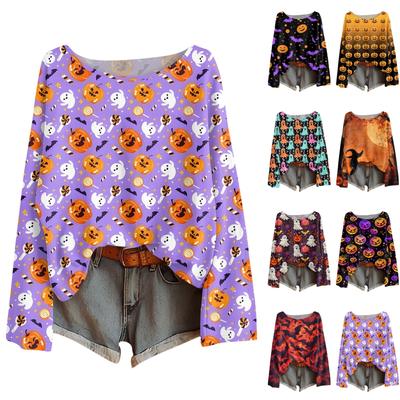Long Sleeve Shirts For Women Print Graphic Tees Blouses Casual Plus Size Basic Tops Pullover