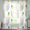 Flamingo Ananas Grünes Blatt Tüllvorhänge für Wohnzimmer Dekoration Moderner Chiffon Transparent Voile Küchenvorhang