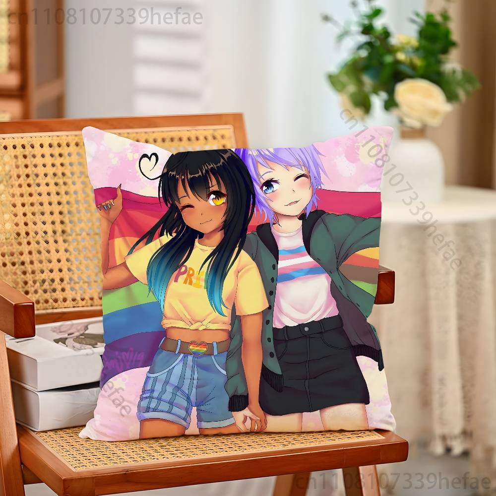 Lesbian LGBT Rainbow Pride Pillow Case Plush Pillow Cases Home Decoration Pillow Cover for Sofa Bed Chair Living Room