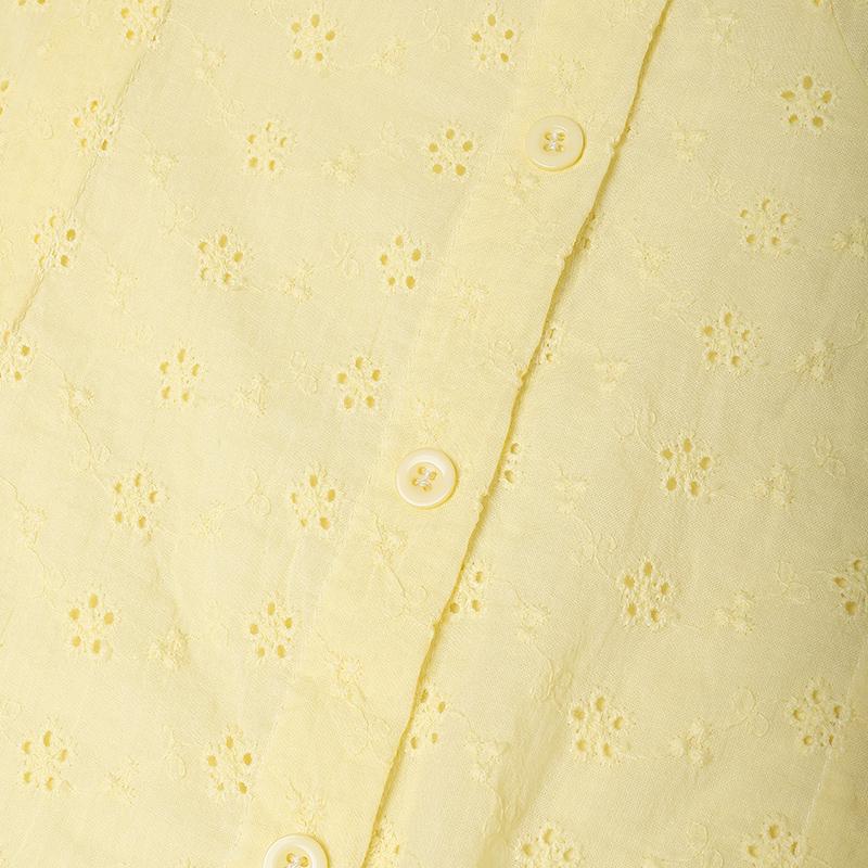 VONDA Women V Neck Short Sleeve Embroidery Buttons Up Crochet Lace Casual Blouse