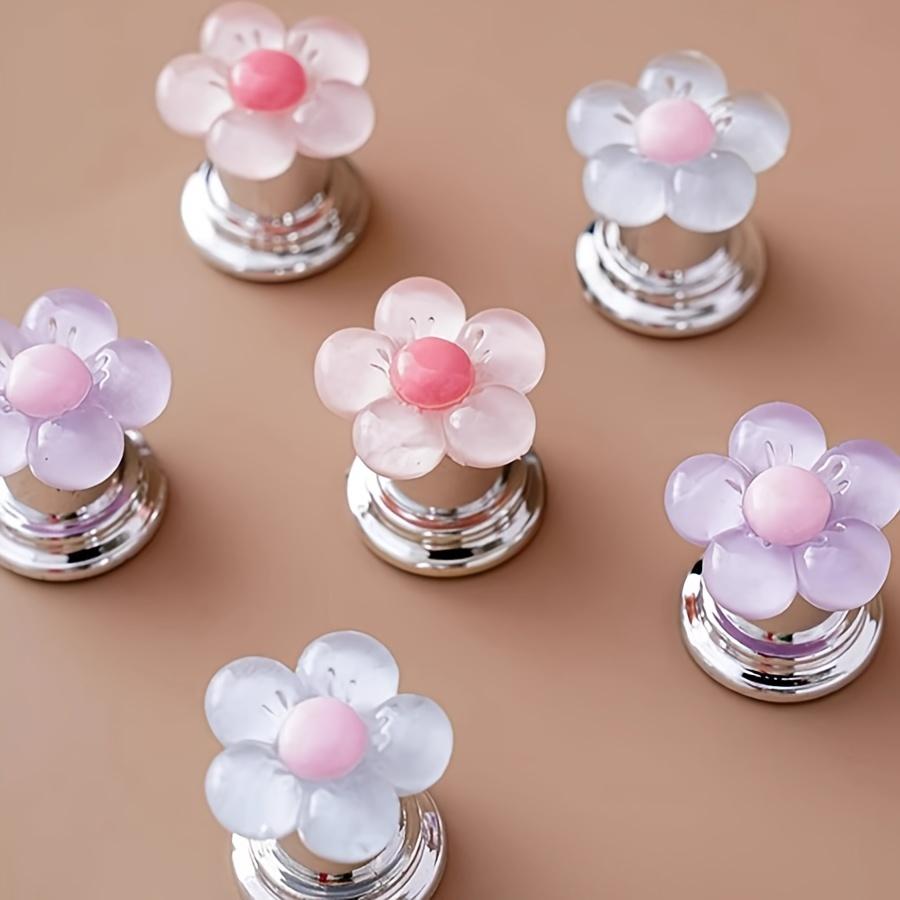 Essential floral toilet flush handle for bathroom - fashionable bathroom accessory, long nail design, easy to press