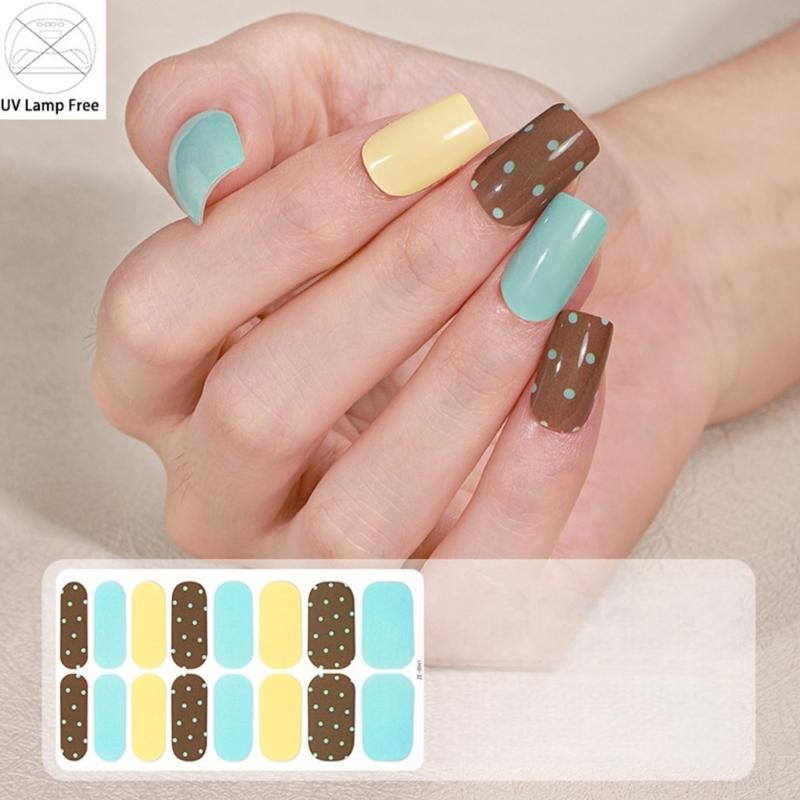 Strong Adhesive Nail Strips Polish Film Decals Stick On Art Decals Without LED Lamps Curing Stylish and Long Lasting