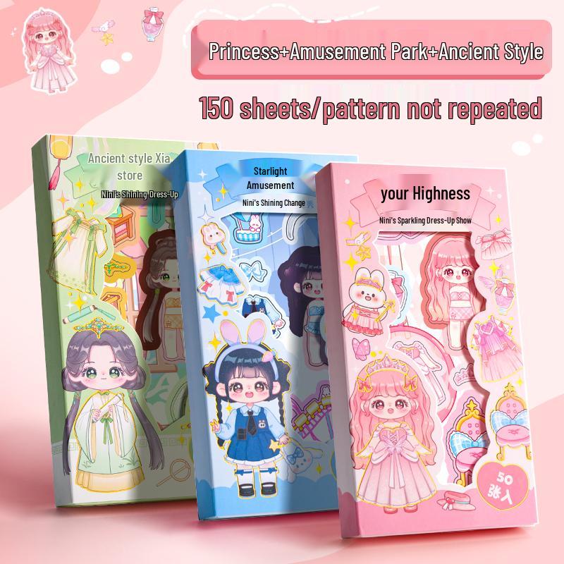 Princess Dress-Up Sticker Set for Girls - Cute Cartoon Themed Stickers