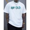 European Sizes Men'S Light Blue Ice Cold Graphic Tee - Relaxed And Cozy, Flexible Neckline, Short Sleeves, Ideal for Outdoor Activities