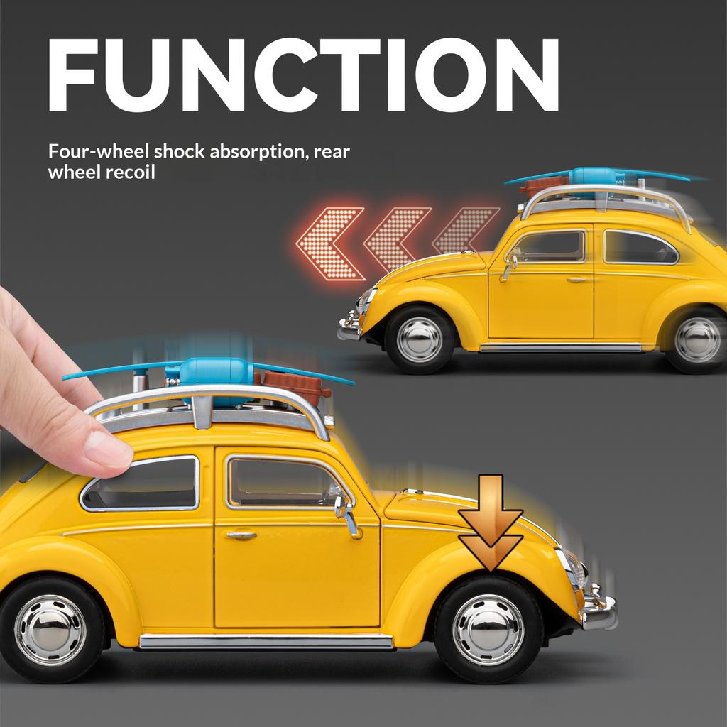 1/24 metal die-cast retro Beetle car model with removable accessories collection ornaments boy toy car