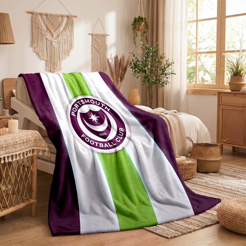 Coperta in Pile a Tema Portsmouth FC Morbida e Accogliente Coperta di Peluche per Camera da Letto Divano Viaggio