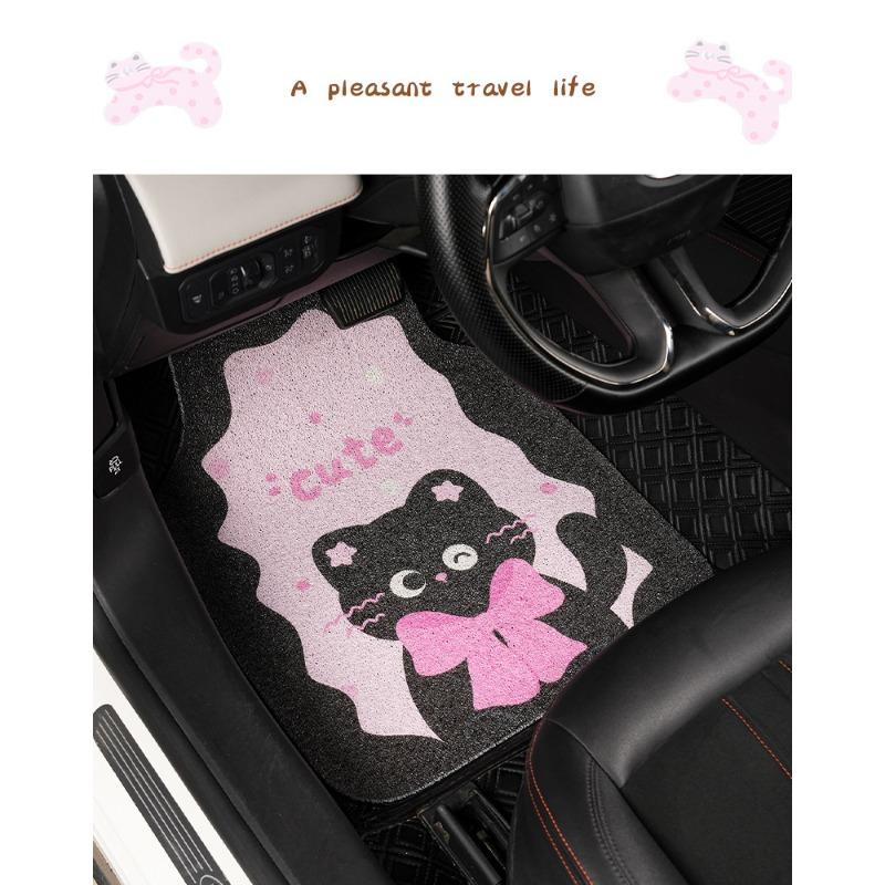 Cute Cartoon Cat Pattern Universal Non Slip Stain Resistant Car Floor Mats