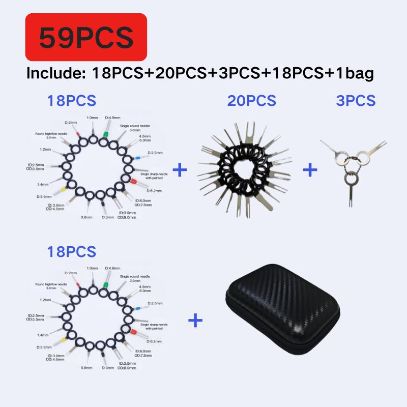 59/41pcs Car Terminal Removal Kit Universal Wire Plug Connector Extractor Puller Pin Remover Set For Automotive Repair Tool