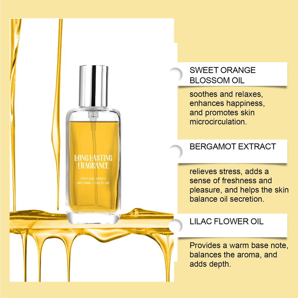 Orange Flower Perfume Spray Lasting Fragrances Fresh Moisture Charmings Fragrances Elegant Mist Perfume 45ml