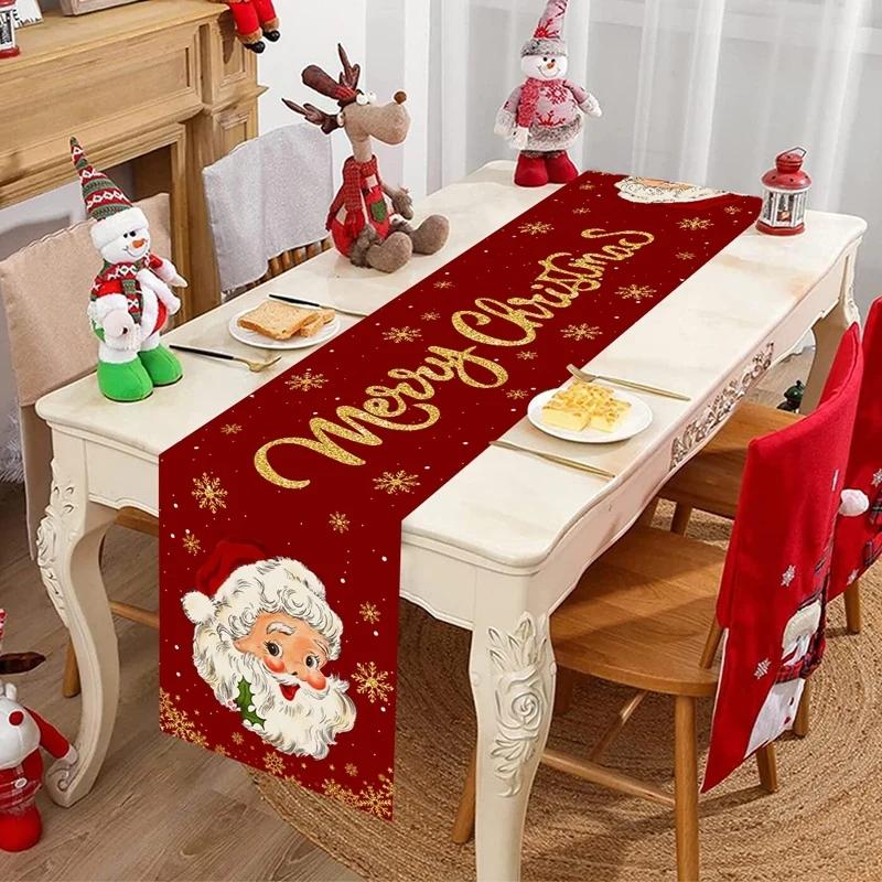 

Новогодний Рождественский Скатерть Рождественский Скатерть Navidad Подарок Санта Клаус Веселого Рождества Украшения Домашний Декор 35*180cm