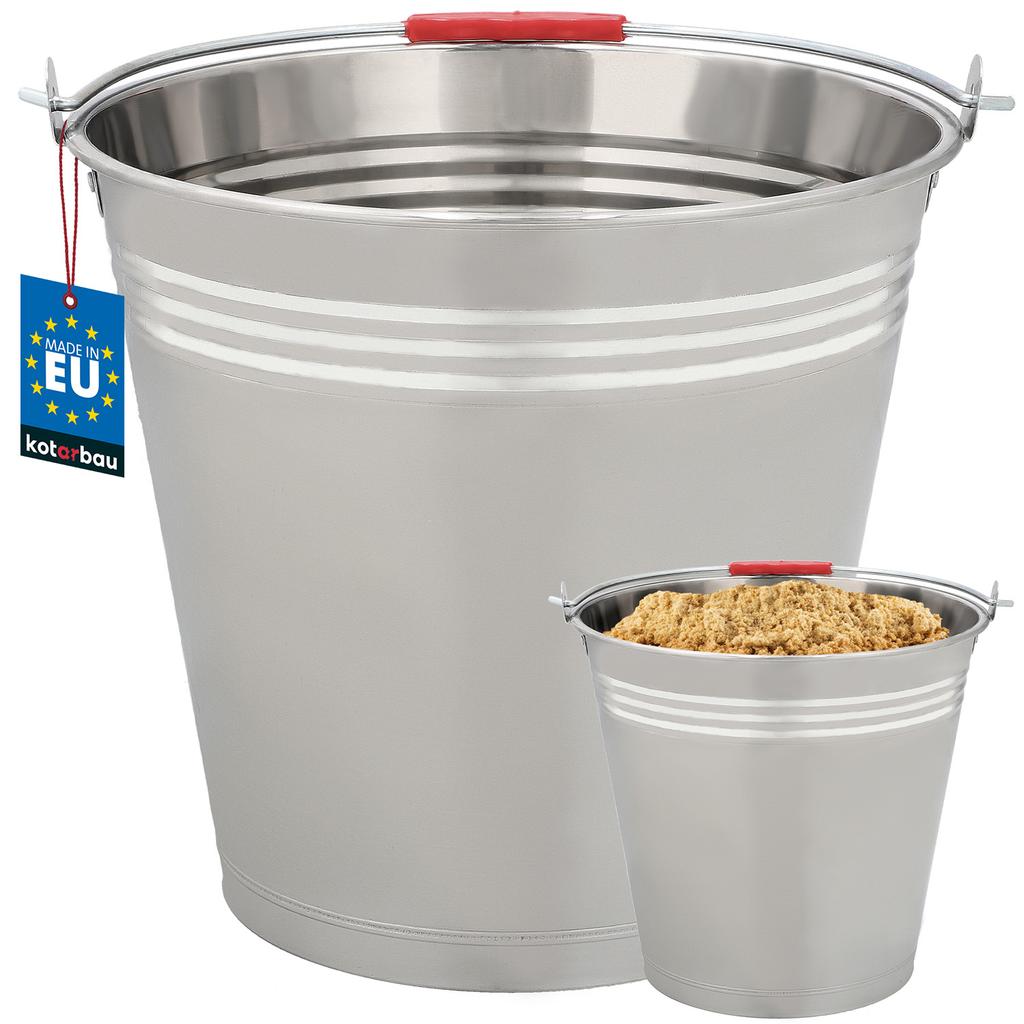 Kotarbau® Stainless Steel Bucket 16L Silver Stainless Steel Food Grade Bucket Construction Garden Bucket
