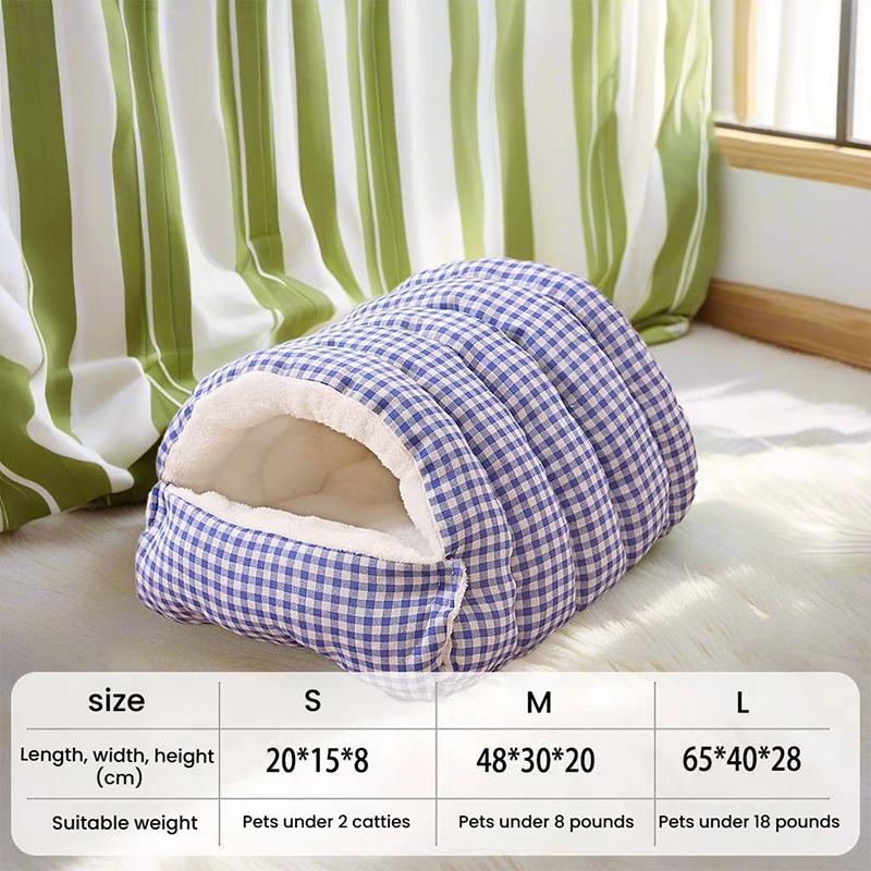 Winter Warm Cat Bed Thickened Semi-Enclosed Design Foldable Pet Dog Sleeping Bed Removable and Washable Small Pets Nest