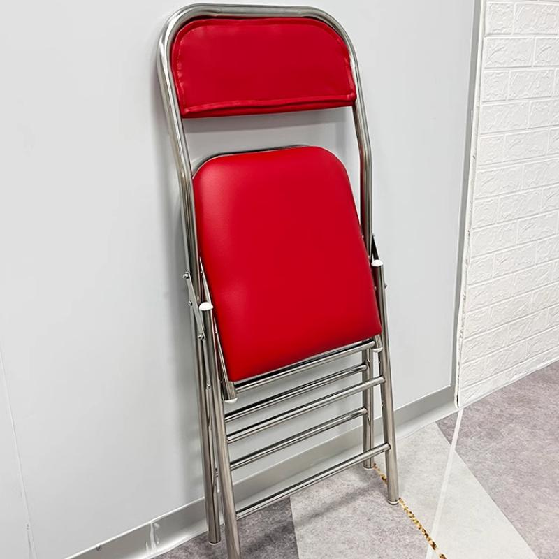 For 304 Stainless Steel Dining Chair Outdoor Heavy-Duty Folding Chair Industrial Backrest Seat Cafe Style Modern Furniture for H