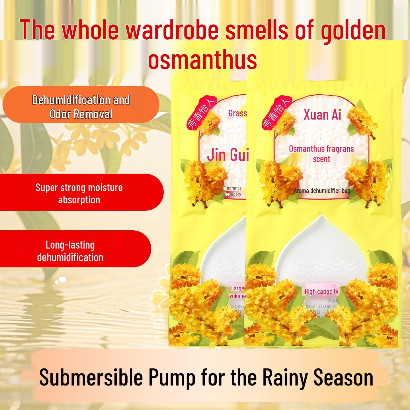 Villa Garden Scented Dehumidifying Bag: Moisture-Proof, Mildew-Resistant for Wardrobe and Home.