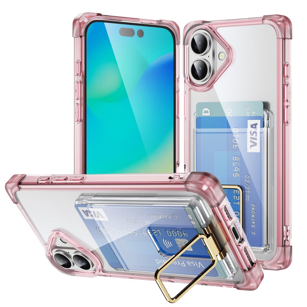 Capa para Celular Porta-Cartões 2 em 1 Transparente Anti-queda Capa para Celular Botão Galvanizado Capa para Celular para Apple