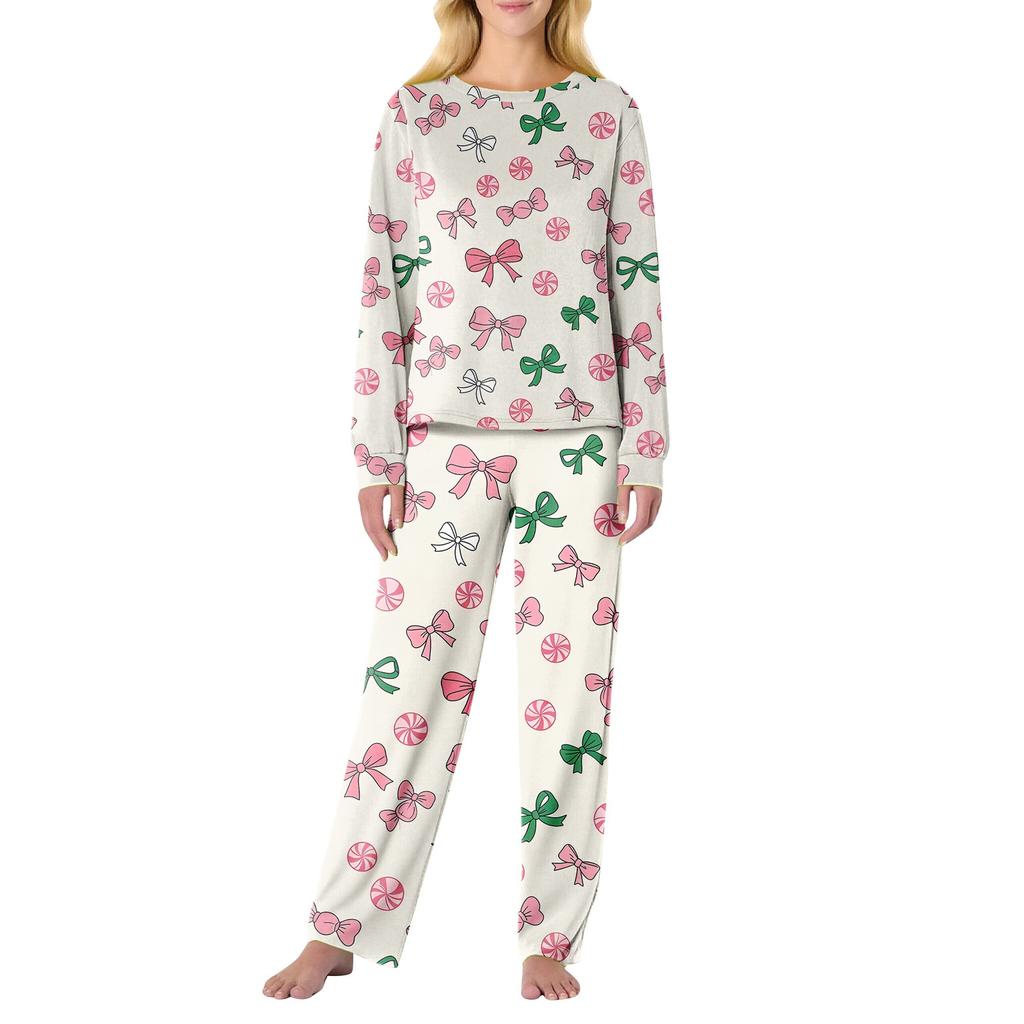 Women's Butterfly Print Long,Sleeved Pajama Set