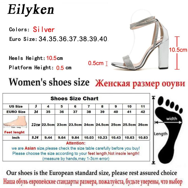 Fashion Eilyken Summer Sexy Crystal Diamond Woman Sandals Fashion Buckle Strap Banquet Party High Heels Shoes Ladies Pumps
