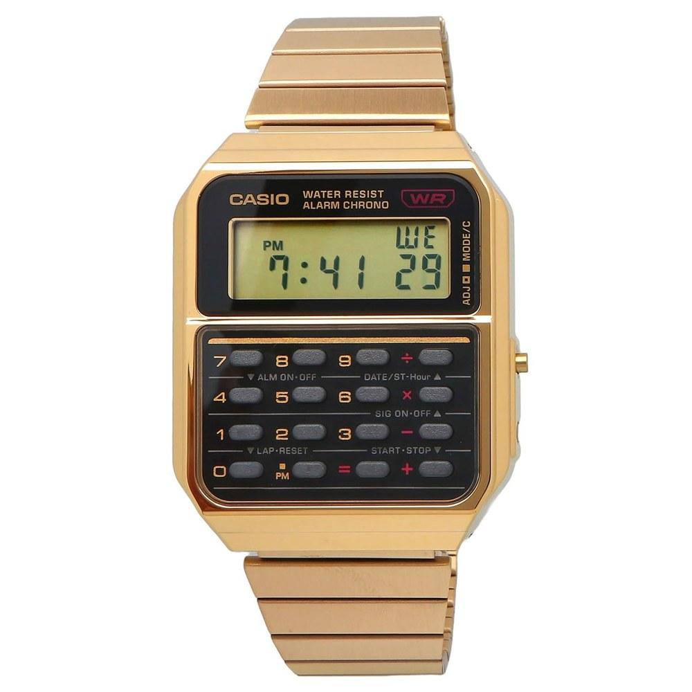 Casio Vintage Series 8-Digit Calculator Function Digital Wristwatch CA-500WEG-1A Unisex Metal Band Gold