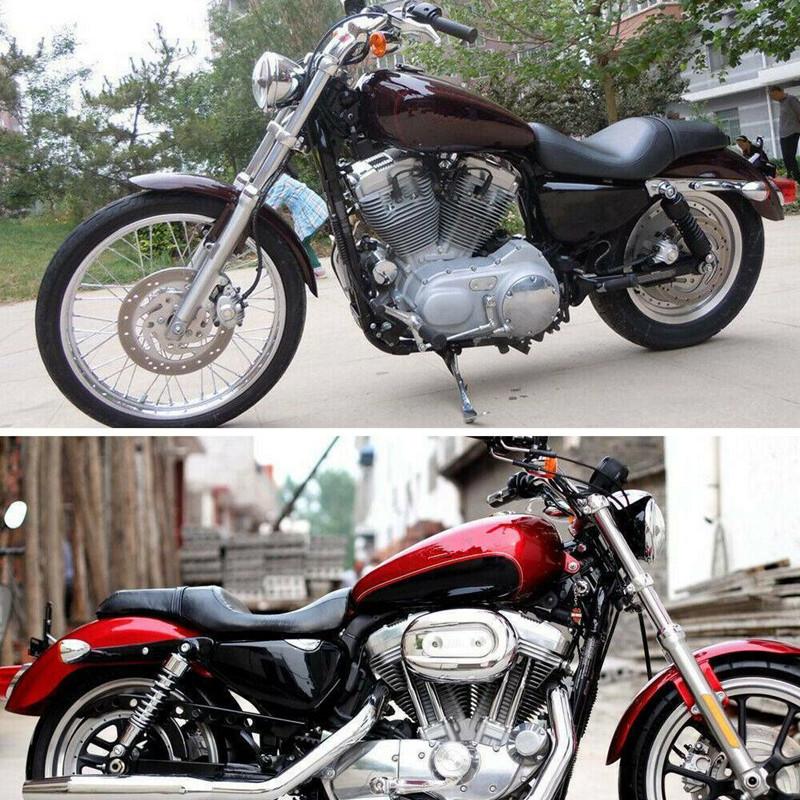 PU Leather Motorcycle Front Driver Rear Passenger Two Up Seat Black For Harley Sportster XL 883 1200 Forty Eight XL1200X