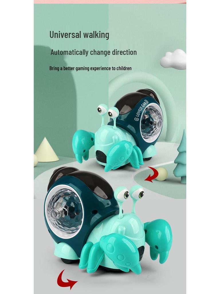 Electric Hermit Crab Toy - Obstacle Avoidance, Music & Light Projection for Kids