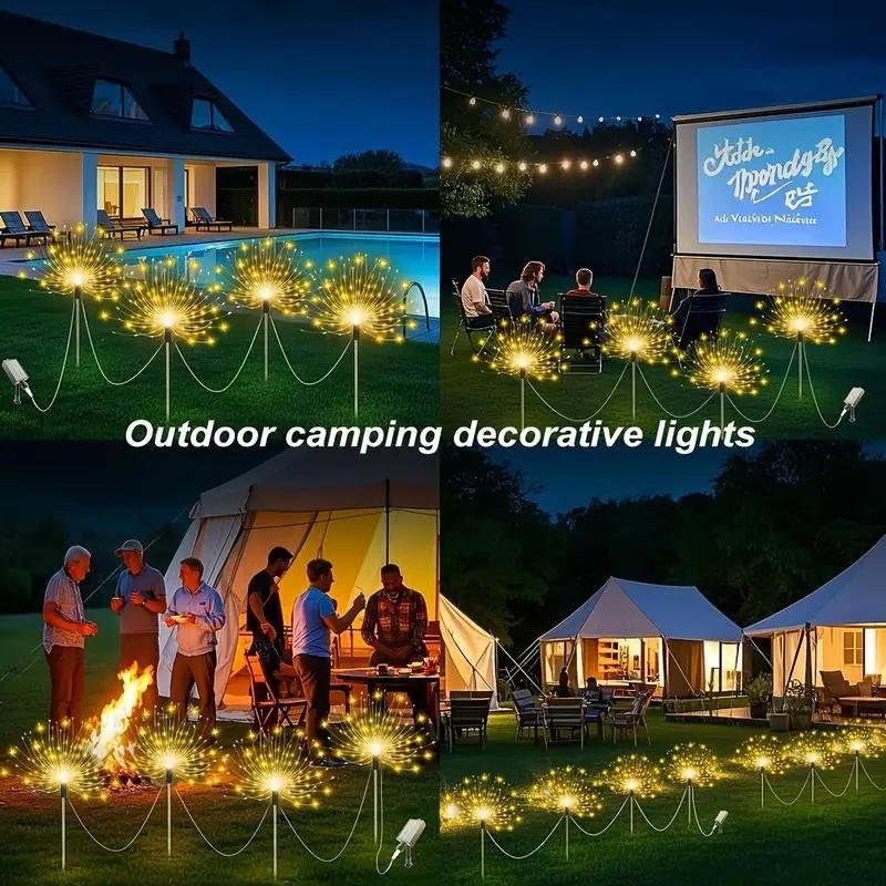 LED Solcelle Fyrverkerilamper Utendørs Vanntett Solcelle Hage Eventyrlys For Plen Gangsti Terrasse Gård Fest Juledekorasjon