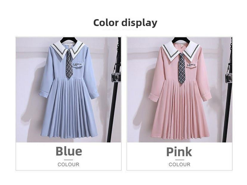 Girls' Navy Collar Princess Dress - College Style, Spring & Autumn Fashion