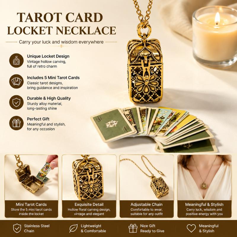 Tiny  Card Locket Necklace Creative Cage Pendant 22 Pcs Mini Divination Cards for Cosplay Costume Accessory Gift