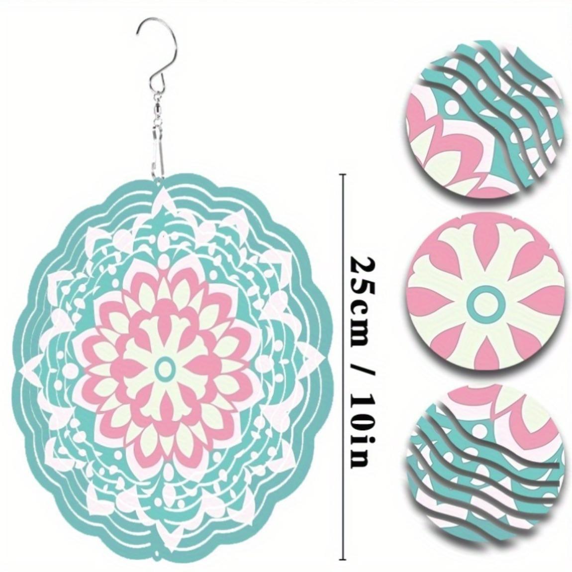 

3D Металлический Ветряк Розово-Бирюзовый Цветочный Дизайн Яркий Подвесной Декор для Дома и Улицы Идеально для Дня Благодарения Рождества 01A