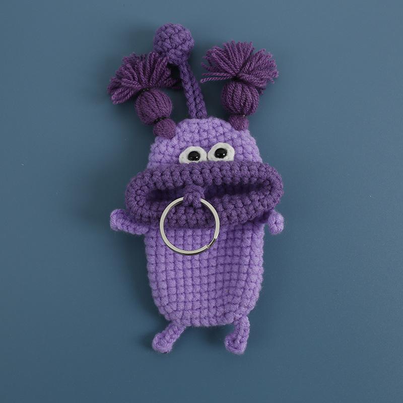 Funny Sausage Mouth Doll Series Crochet Bag Keychain For Car Keys Holder Knitting Doll Keyrings For Key Storage Custom Accessory