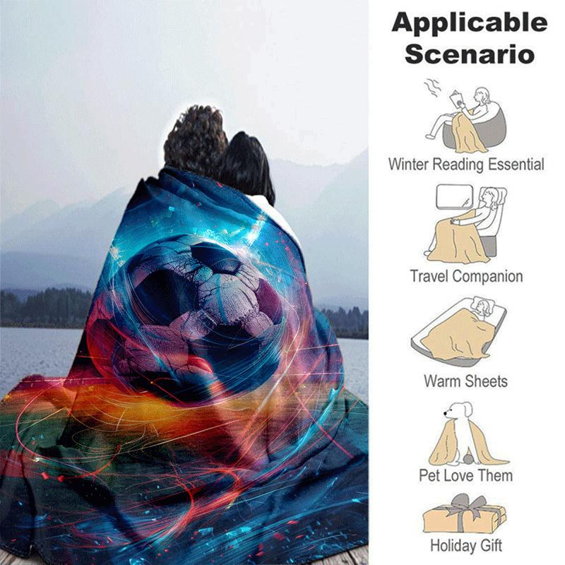 1pc Football Printing Lightweight Flannel Blanket, Comfortable and Warm Blanket, for Camping Sofa Bed and Couch Office, Suitable for Gift Bla