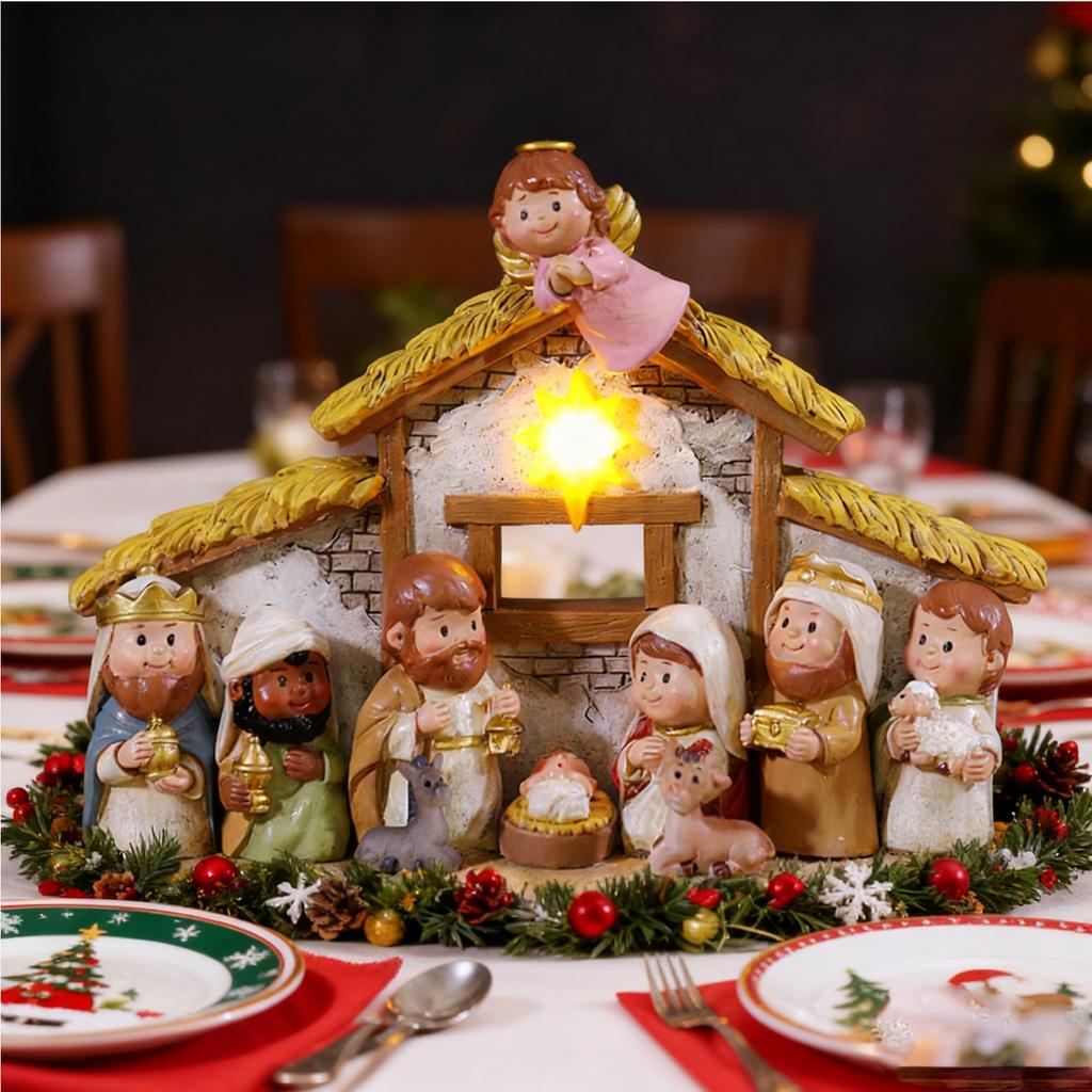 Christmas Gifts, Cartoon Religious Nativity, Manger Ornaments, Festival Decorations, Resin Handicrafts