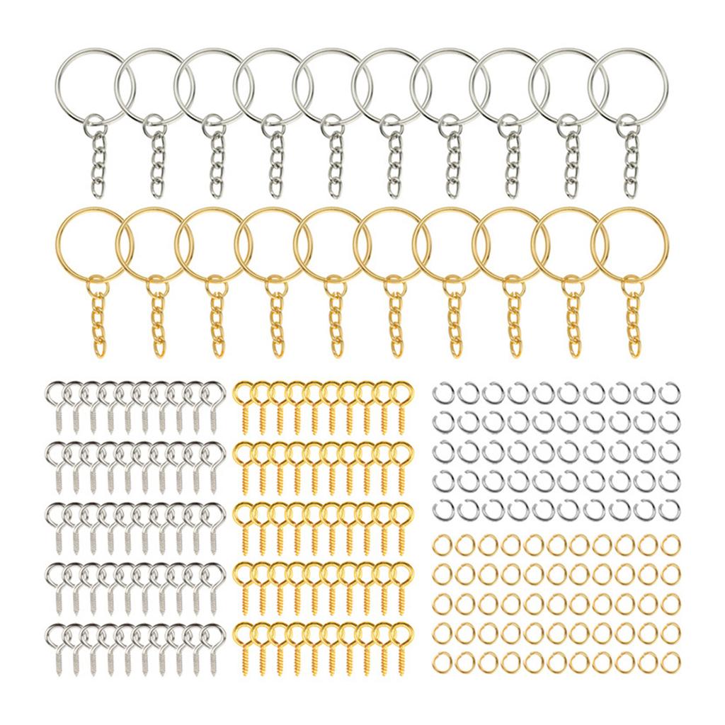 220 Pezzi Anelli Portachiavi Argento Oro Portachiavi Kit Maglie di Catena Anelli Salto Aperti Ganci a Vite Anelli Divisi Portachiavi all'Ingrosso