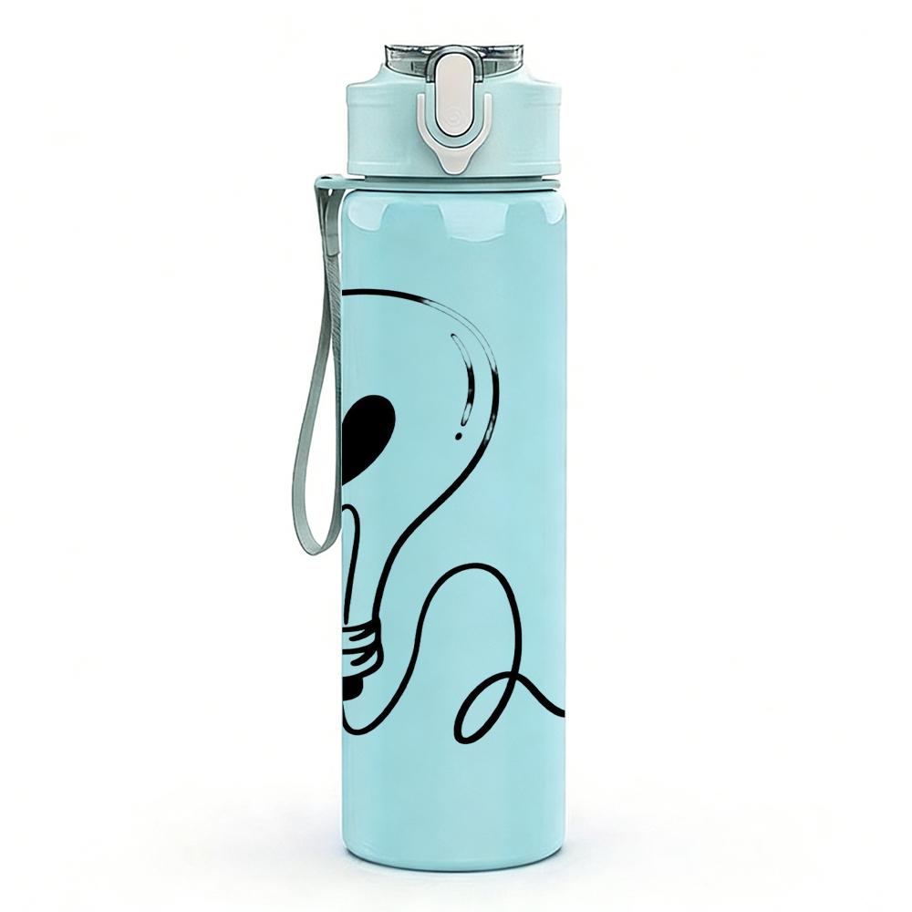 1PC Light Bulb Love Wire Graphic,750ml Color Plastic Sports Water Bottle,Leakproof Flip Straw Lid,Suitable for Sports Office Home Use