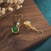 2021 New Chinese Style Gold Plated Chalcedony Agate Dangle Earrings for Women