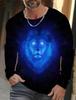 Men's T-shirt pattern lion pattern printing round neck brown 3D printing outdoor daily long sleeved printing clothing designer