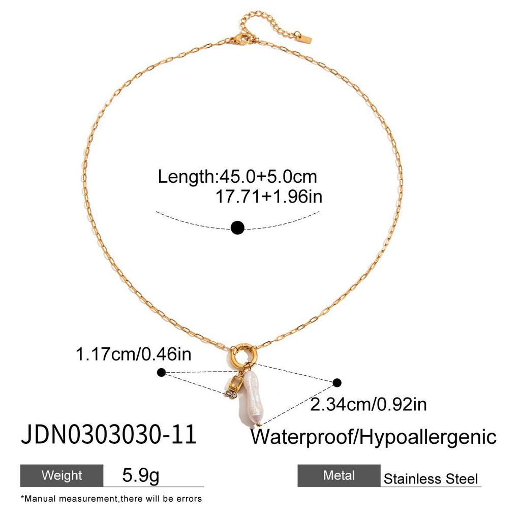 Twelfth Birthstone Pearl Necklace Necklace Stainless Steel Clavicle Chain Accessories