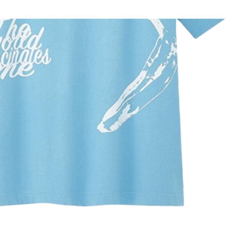 UNIQLO Simple Letter Print Round Neck Short Sleeve T-Shirt Unisex Tops Blue 426804-62