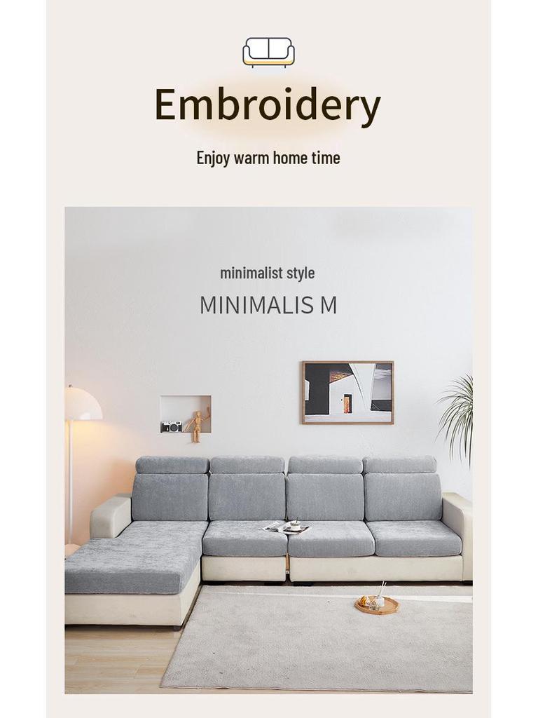 Universal-Sofaüberzug aus Chenille – Rundum-Kissenbezug, schlichtes Design