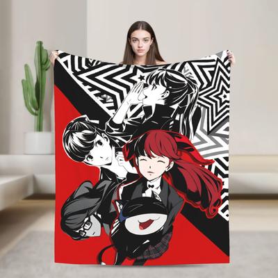 Soft Warm Blanket Picnic Animated Game P- Persona 5 Bedding Throws  Flannel Bedspread For Couch Chair Aesthetic Sofa Bed Cover