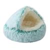 Round Hooded Plush Pet Bed Semi-Enclosed Indoor Small Cat Dog Cave Bed Winter Warm Kitten Puppy Sleeping Nest Pet Supplies