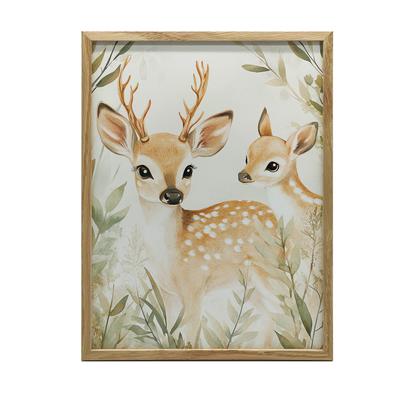 Poster Deer On a Fairytale Meadow Poster Deer On a Fairytale Meadow, 30X40 Cm, Dark Brown Wooden Frame, 230 Gsm Matte Paper