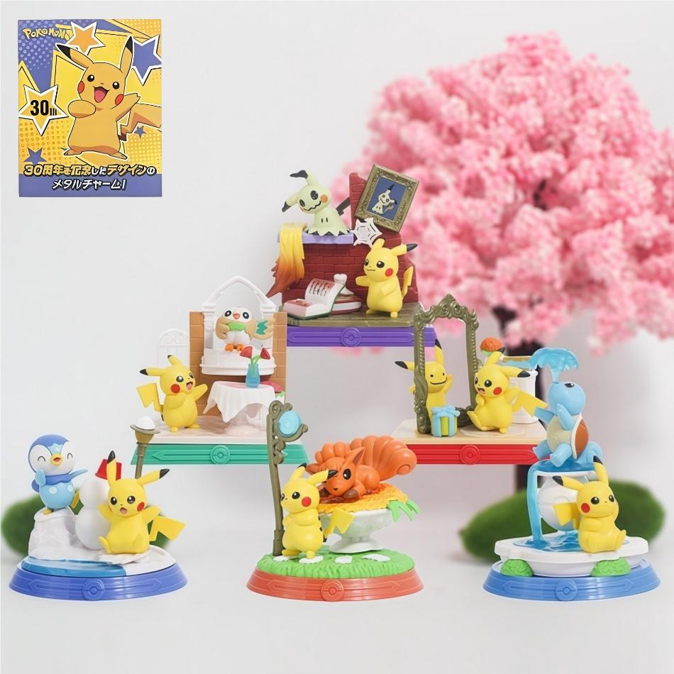 6-Style Anime 30Th Anniversary Pok  Mon Commemorative Edition Action Figurine Pikachu And Its Friends  Model Doll Plaything Gi