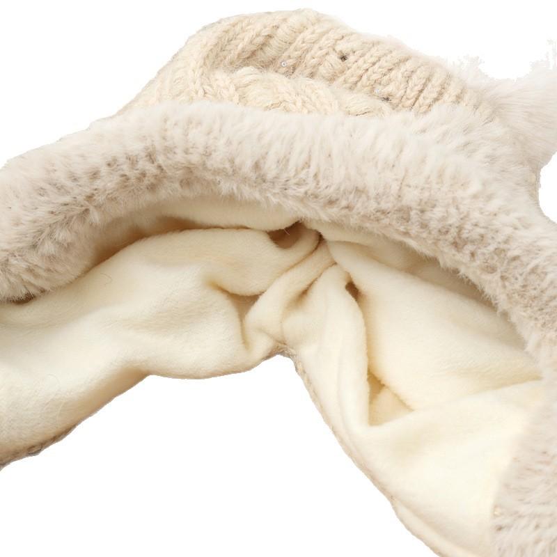 Korean New Style Lazy Style Curled Thick Plush Hat Cute Ball Wool Hat Autumn and Winter Casual Cold Warm Hat