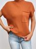 2025 Women's High Neck Short Sleeve Ribbed Knit Pullover – European & American Fashion