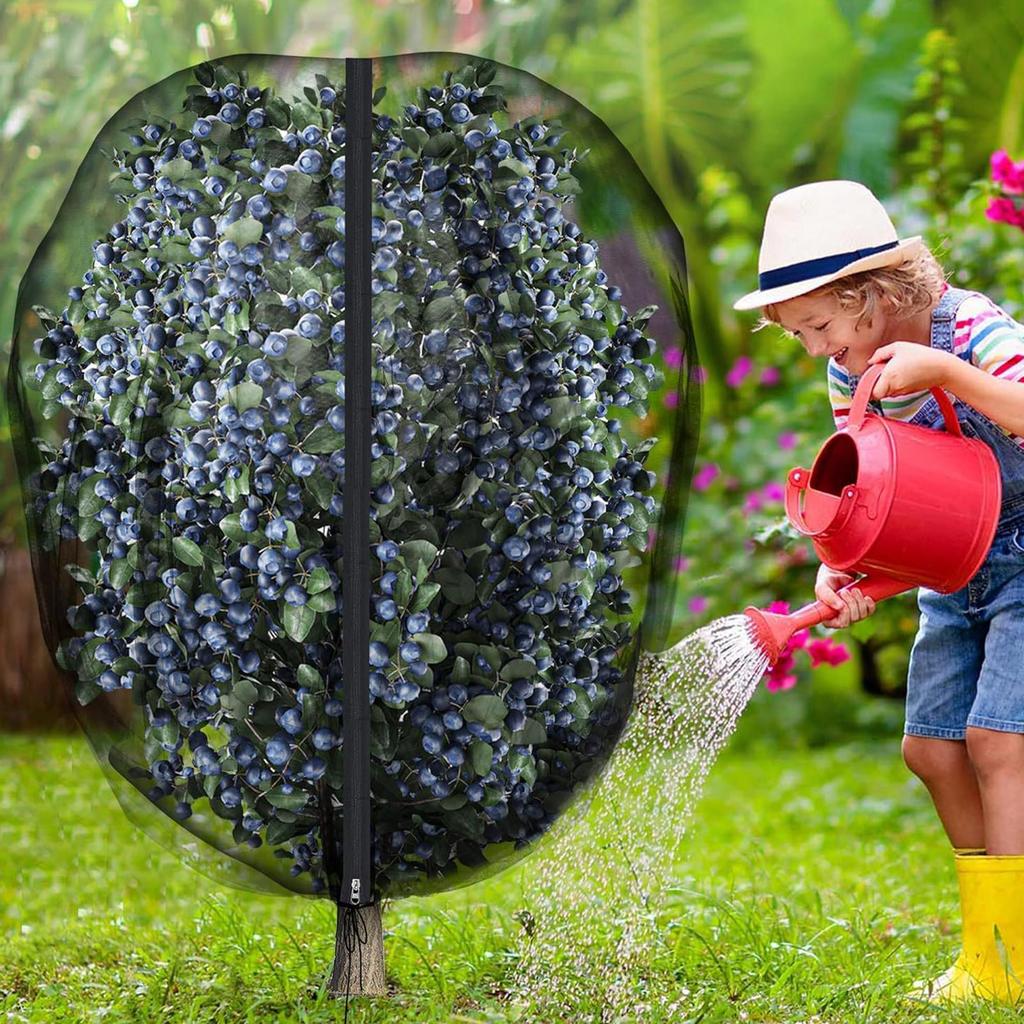 Large Fruits Tree Netting Cover with Zipper and Drawstring Garden Insect Netting Transparent Bird Plant Barrier Mesh Screen
