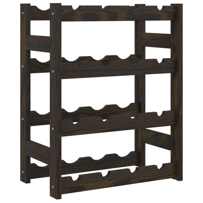 VidaXL Bottle Rack for 16 Bottles Black Solid Pine Wood 373400