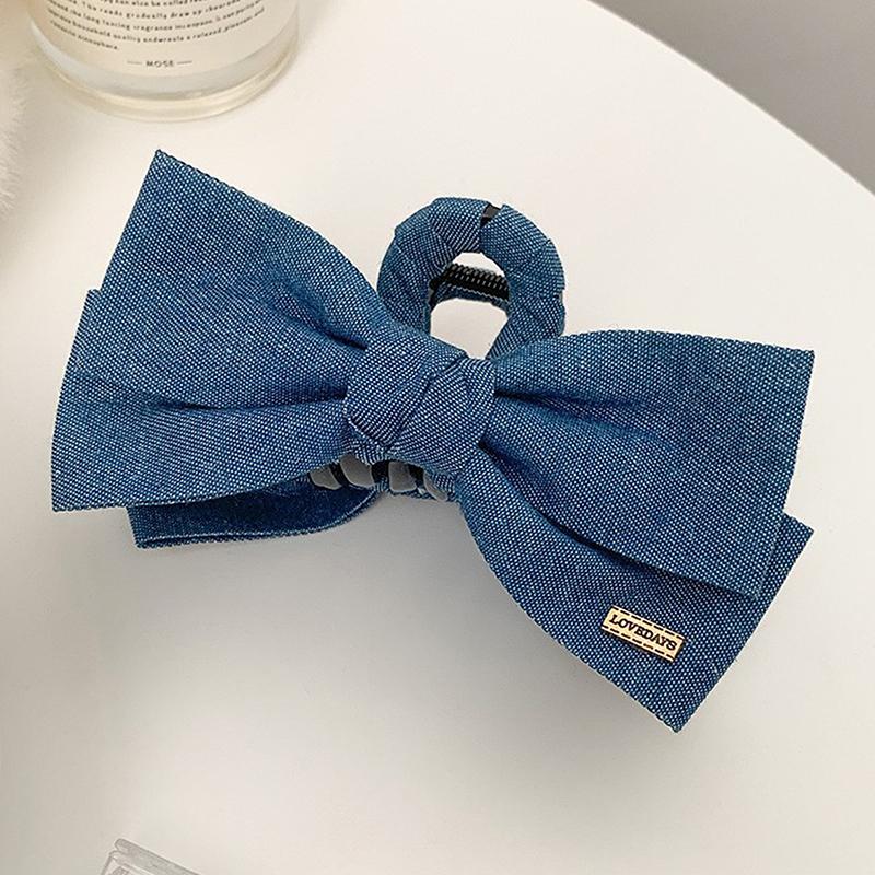 Modische Einfache Denim Schleife Haarspange Große Haarklammer Kopfschmuck Für Frauen Mädchen Süße Vielseitige Haaraccessoires Geschenke