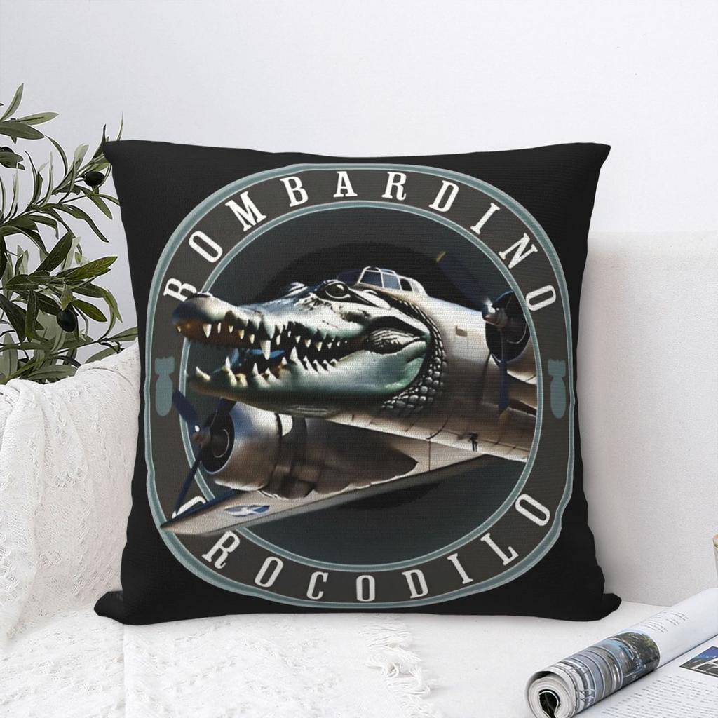 Meme Brainrot Bombardino Crocodilo Poszewka na poduszkę Pokrowiec na poduszkę Kreatywny Zamek Błyskawiczny Poszewka na poduszkę do rzucania Pokrowiec na siedzisko 45x45cm
